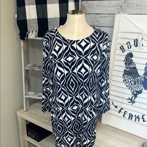 Michael Kors Navy and White Patterned dress